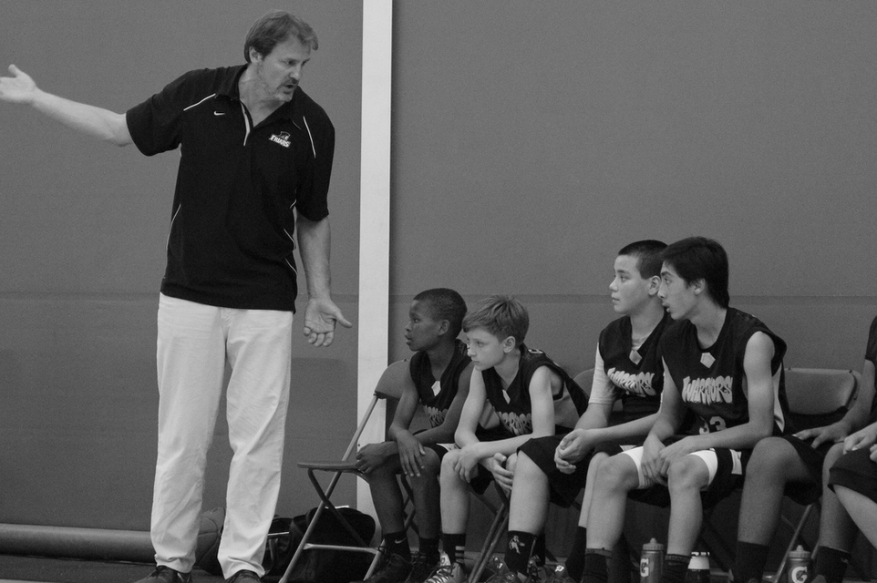 Coach Dave coaching from the bench